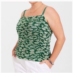 Torrid 3X NWT green and white floral ruched tank
